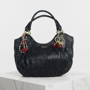 COACH Ashley 2013 Purse Gathered Leather Shoulder Tote in Black